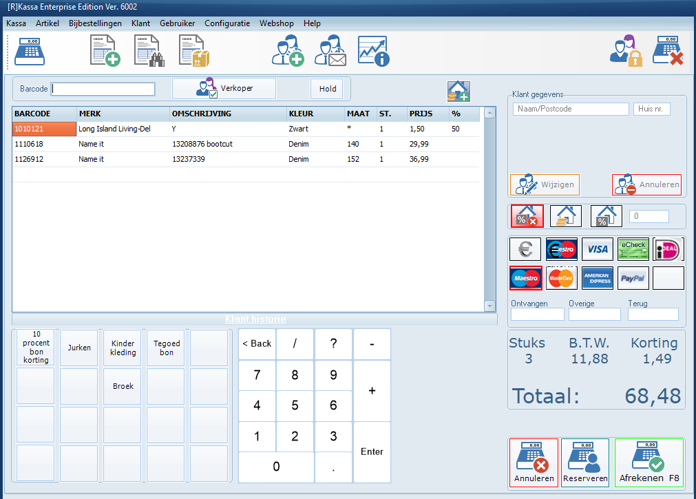 Kassa scherm, kassasysteem